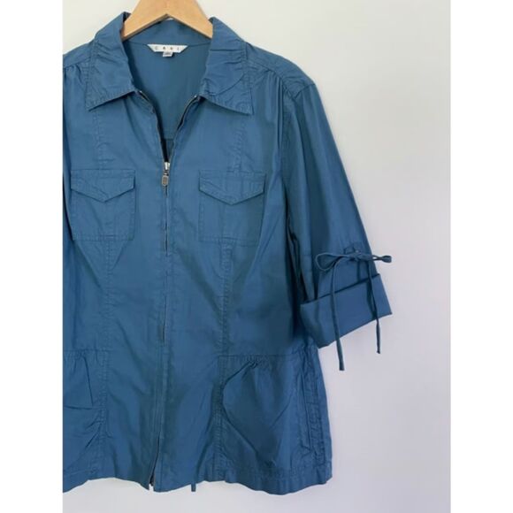 CAbi Women Cargo Utility Blue Fly Away Jacket Cotton Size Large F15 - Picture 3 of 10
